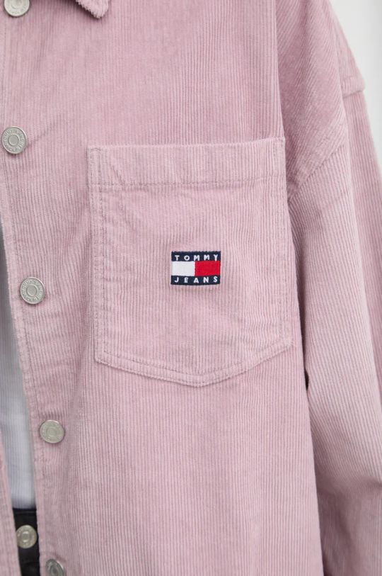 Menčestrová košeľa Tommy Jeans DW0DW18619 ružová