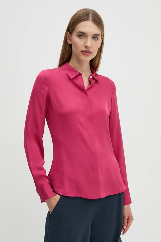 Theory camicia in seta semplice rosa M0102536