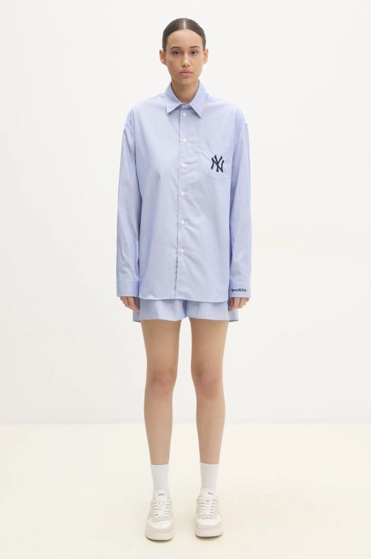 Sporty & Rich camicia in cotone Yankees Serif Oversized SI006505635ST35 blu