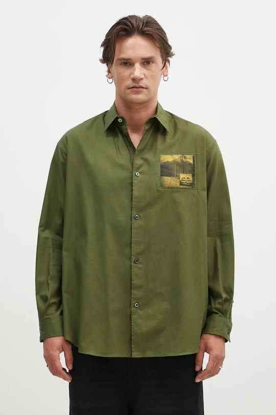 Bavlnená košeľa Undercover Shirt relaxed zelená UC2D4401.3