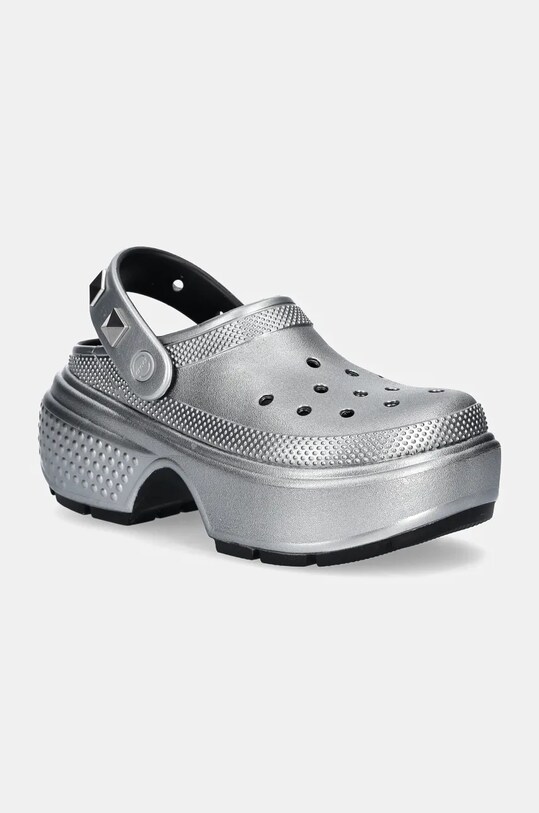 Crocs papucs Stomp Metallic Clog ezüst, női, platformos, 210362 ...