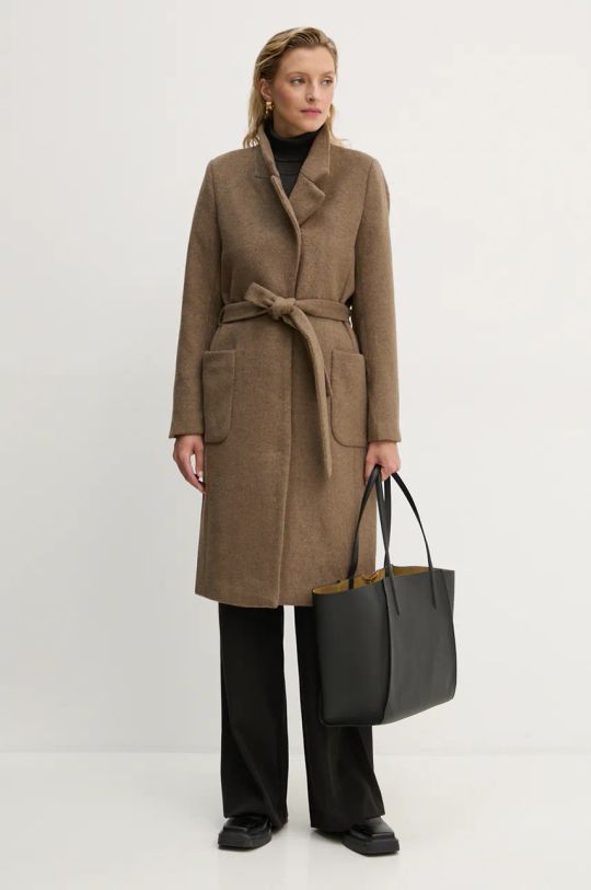 Bruuns Bazaar cappotto in lana CatarinaBBPerle coat non isolato marrone BBW4107