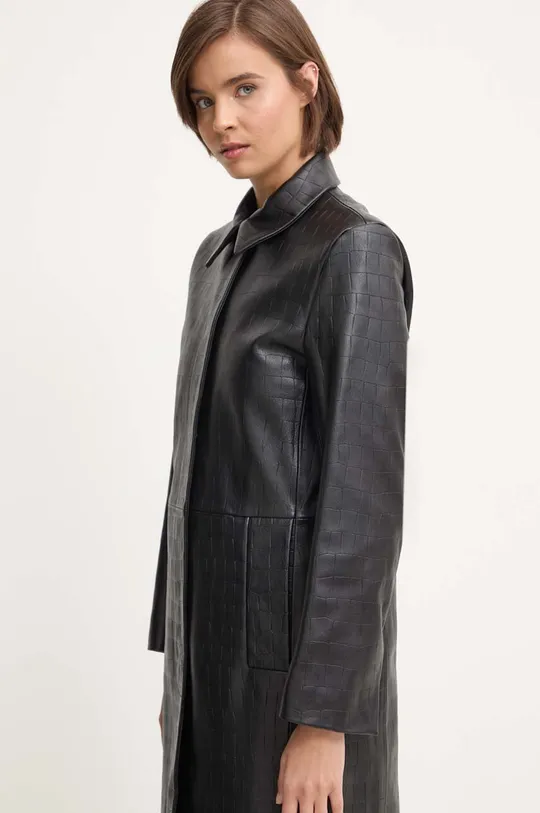 čierna Kožený kabát Calvin Klein