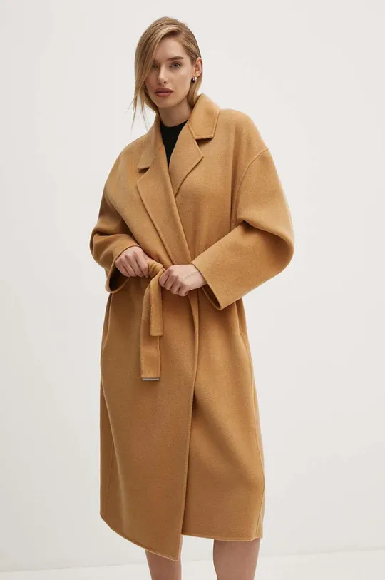 hnedá Vlnený kabát Calvin Klein Dámsky