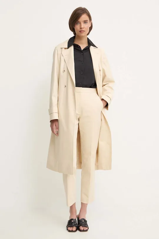 Calvin Klein płaszcz bawełniany beżowy