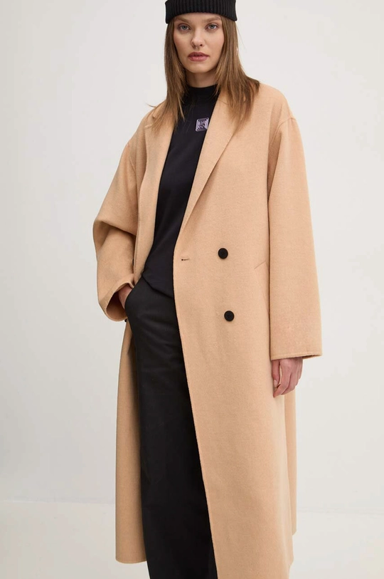 HUGO cappotto con aggiunta di lana beige 50517632