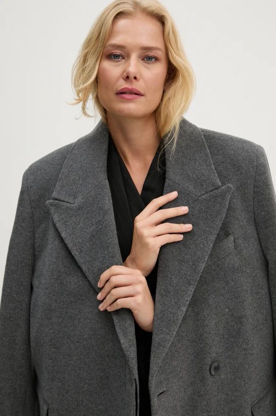 Volnen plašč Remain Heavy Wool Long Coat 501889514 siva