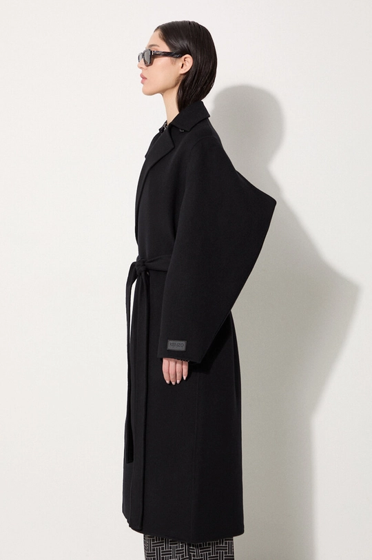 Kenzo wool coat Long Cashemere Coat non-insulated black FE62MA2169WA.99