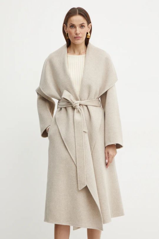 Ivy Oak cappotto in lana transitorio beige IO111048