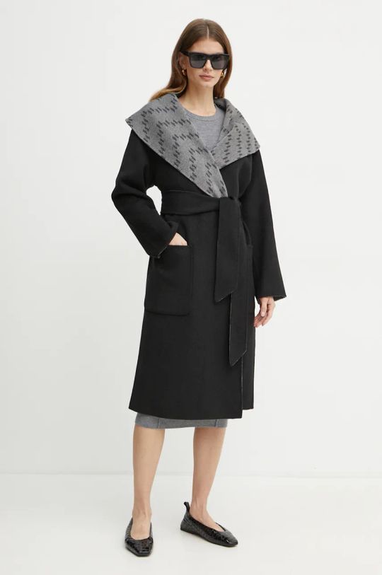 Karl Lagerfeld cappotto in cotone double face 246W1502 nero AW24