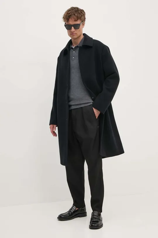Шерстяное пальто Calvin Klein Jeans J30J326105 чёрный AW24