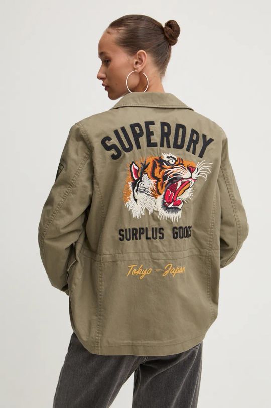 Бавовняна куртка Superdry з підкладкою зелений W5011762A.NY8