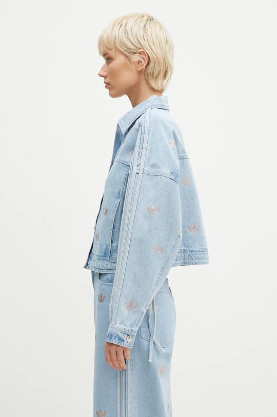 adidas Originals geacă din denim Femme Galore Denim Rhinestone Jacket JN3021 albastru AW24