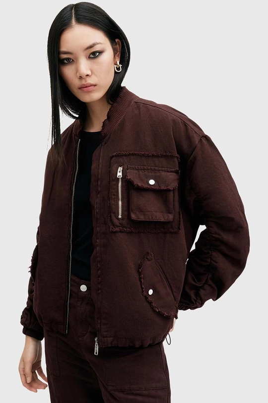 Bomber bunda AllSaints RUE BOMBER přechodné burgundské W038OB