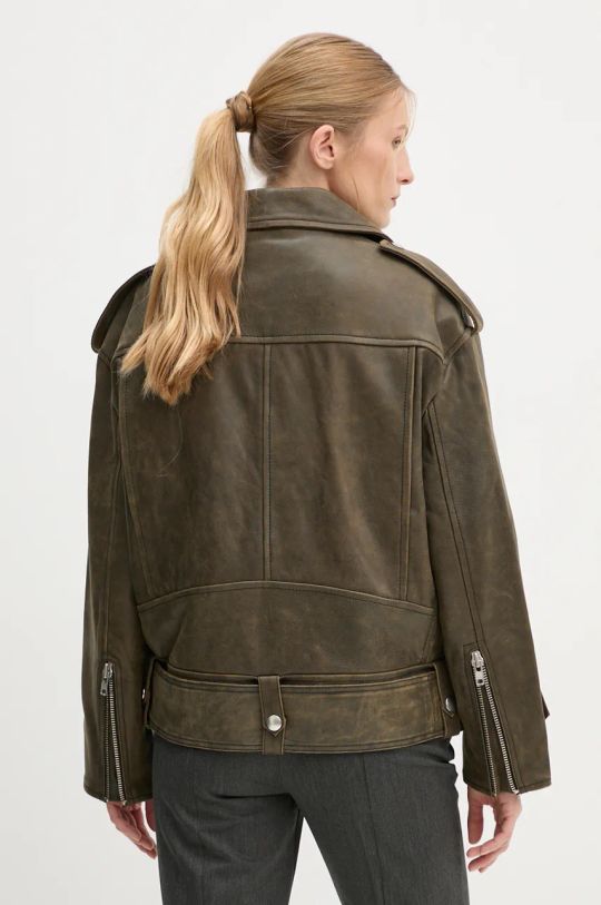 Usnjena biker jakna Stand Studio Irene Jacket 62273.7680 zelena AW24