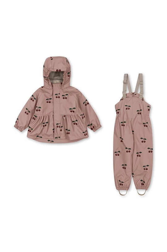 Детски водоустойчив комплект Konges Sløjd RAINY PALME SET GIRL преходна изолация оранжев KS101287