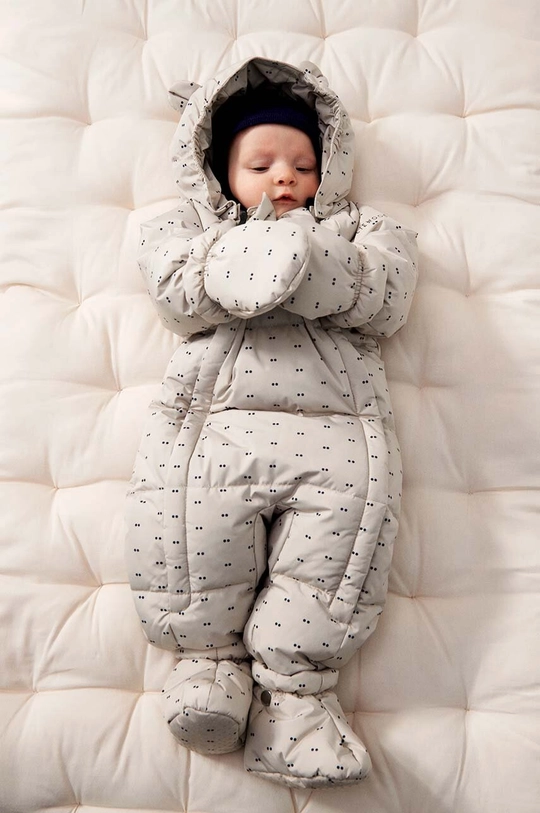 Дитячий зимовий комбінезон Liewood Sylvie Baby Snowsuit з утепленням сірий LW19403