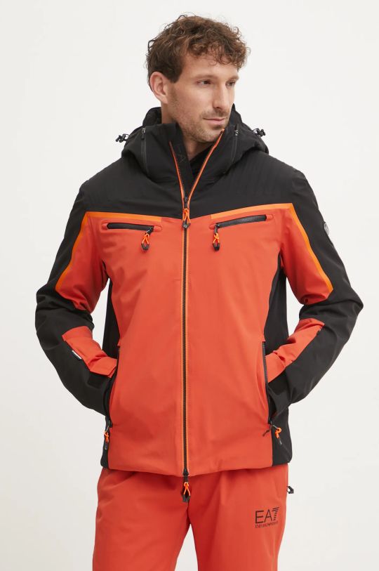 EA7 Emporio Armani kurtka narciarska Kitzbuhel Colorblock Logo sporty zimowe pomarańczowy PNCJZ.6DPG15.1672