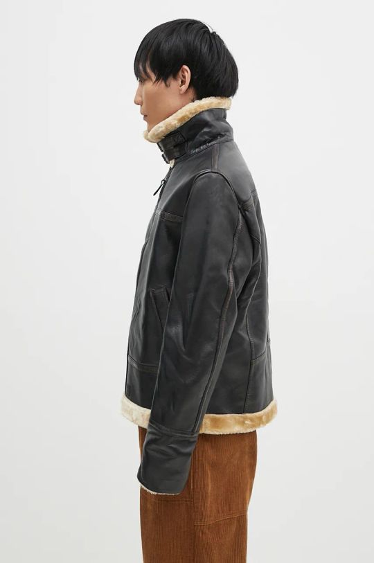 Kožená bunda Alpha Industries B3 Leather 148114 hnědá AW24