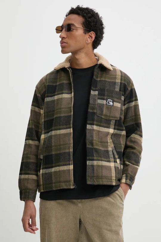 Quiksilver geacă cu aspect de cămașă Dna Sherpa Harrington cu captuseala maro EQYJK04064