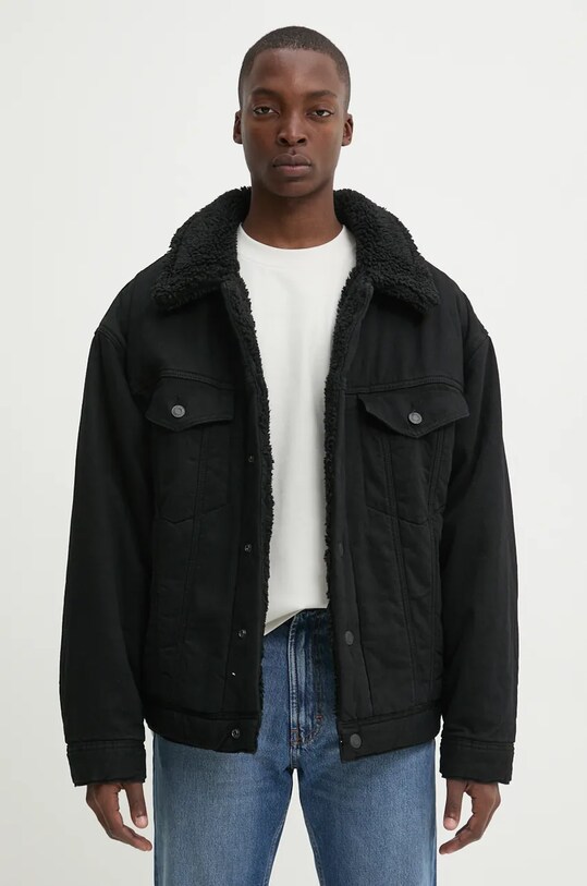 Двусторонняя куртка HUGO мужская цвет чёрный переходная oversize ...