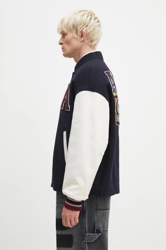 AMBUSH geacă de lână Stadium Jacket BMEK002F24FAB0014628 bleumarin AW24