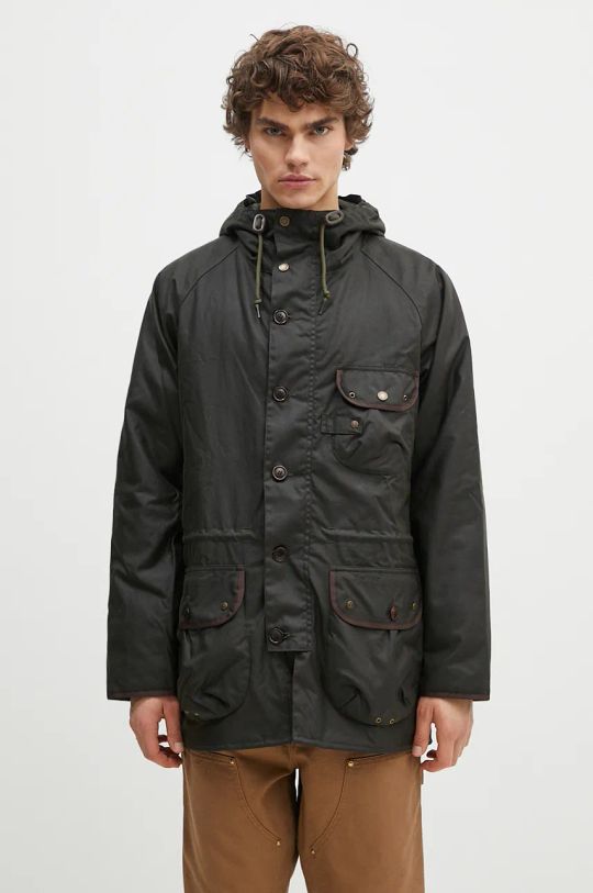 Voskovaná parka Barbour Field Wax Parka jemné zateplenie zelená MWX2349