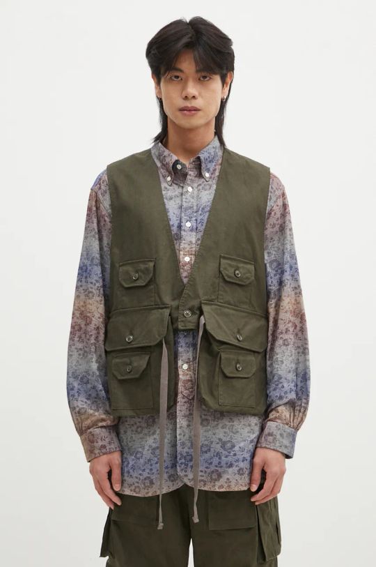 Engineered Garments giubbotto di jeans Fowl Vest non isolato verde 24F1C002