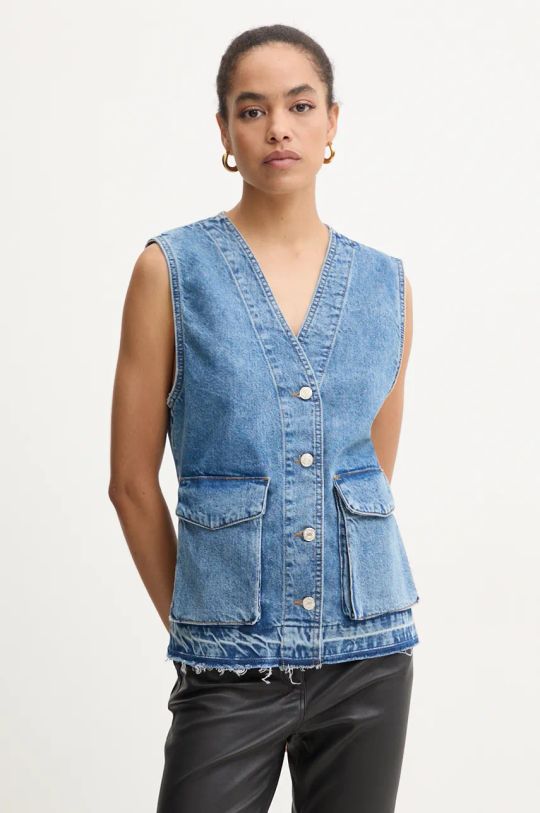 Traper prsluk Moschino Jeans bez podstave plava 1001.8221