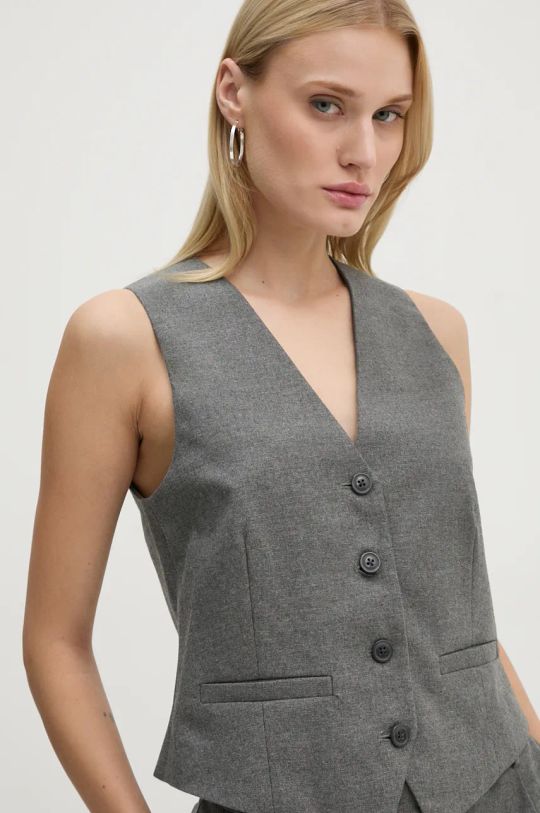 Samsoe Samsoe gilet SARAMONA tessuto grigio F24300018