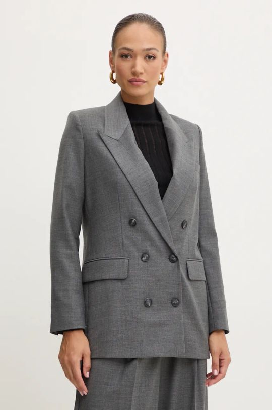 Ivy Oak blazer con aggiunta di lana melange grigio IO119107