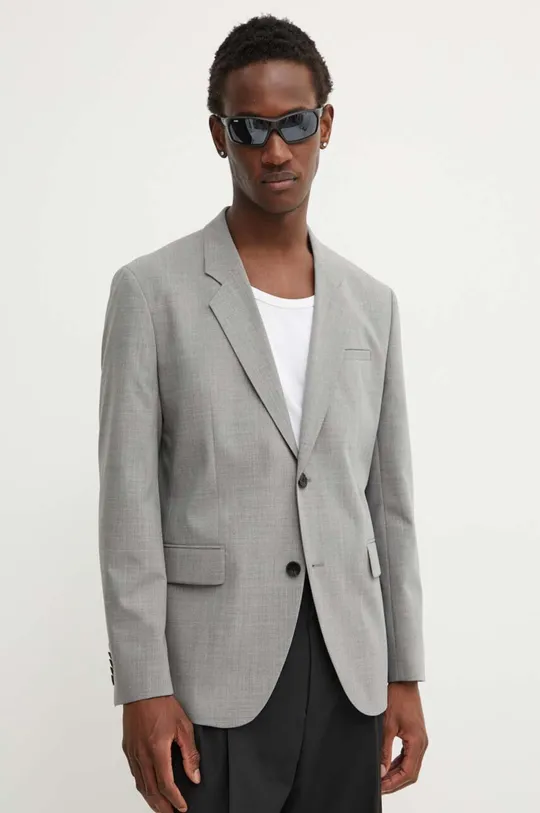 Пиджак с примесью шерсти HUGO серый