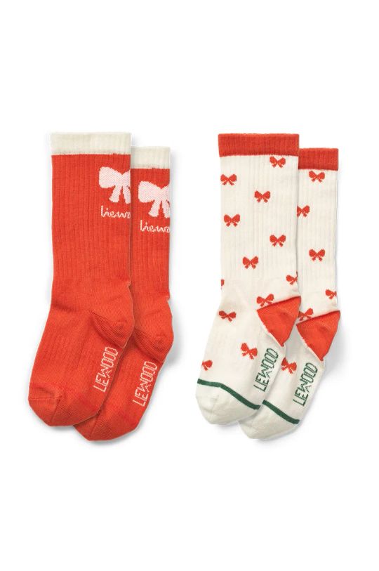 Detské ponožky Liewood Annette Socks 2-Pack 2-pak dlhé ponožky červená LW19193.G