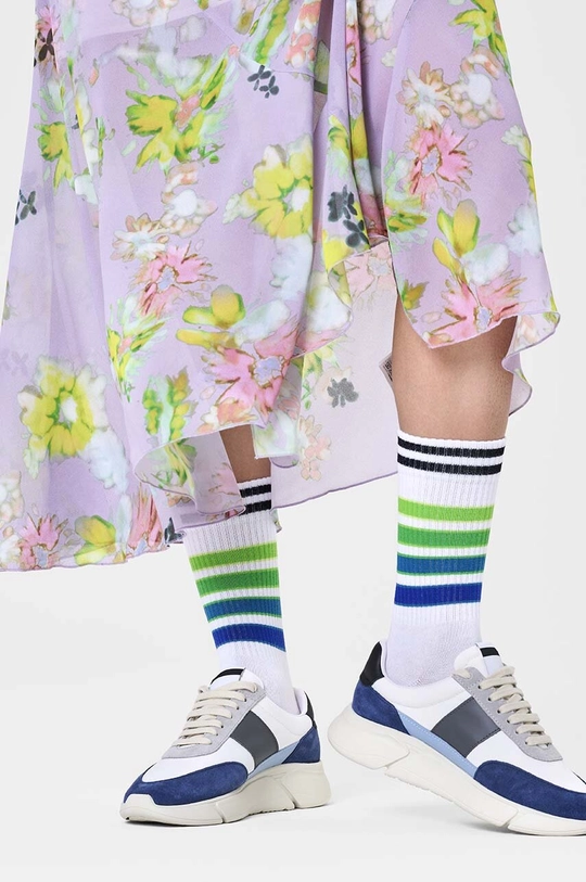 Κάλτσες Happy Socks Street Stripe Sneaker Sock P000708 λευκό AW24