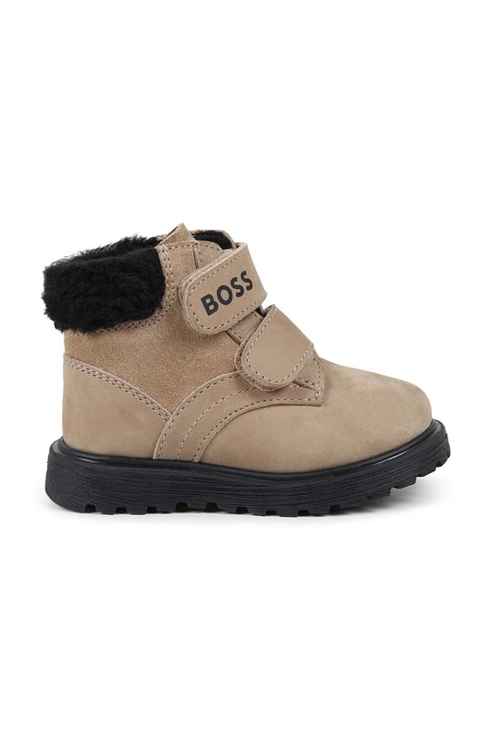 BOSS buty zimowe skórzane niemowlęce J51635.21 beżowy AW24