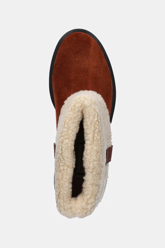 Semišové boty Tommy Hilfiger FAUX FUR SUEDE ROLL-DOWN BOOT hnědá FW0FW08158