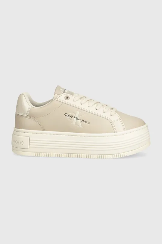 Calvin Klein Jeans sneakersy BOLD PLATF LOW LACE LTH ML MTL beżowy