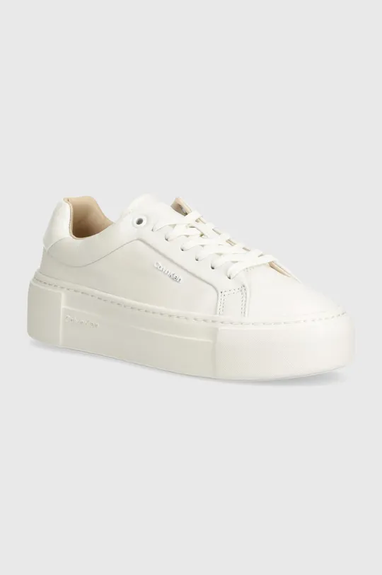 λευκό Δερμάτινα αθλητικά παπούτσια Calvin Klein FF CUPSOLE LACE UP W/ML LTH Γυναικεία