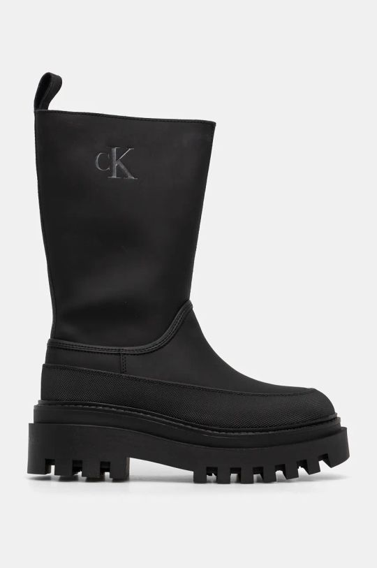 Gumáky Calvin Klein Jeans FLATFORM RAINBOOT HIGH MG R YW0YW01559 čierna AW24