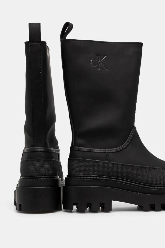 Holínky Calvin Klein Jeans FLATFORM RAINBOOT HIGH MG R černá YW0YW01559