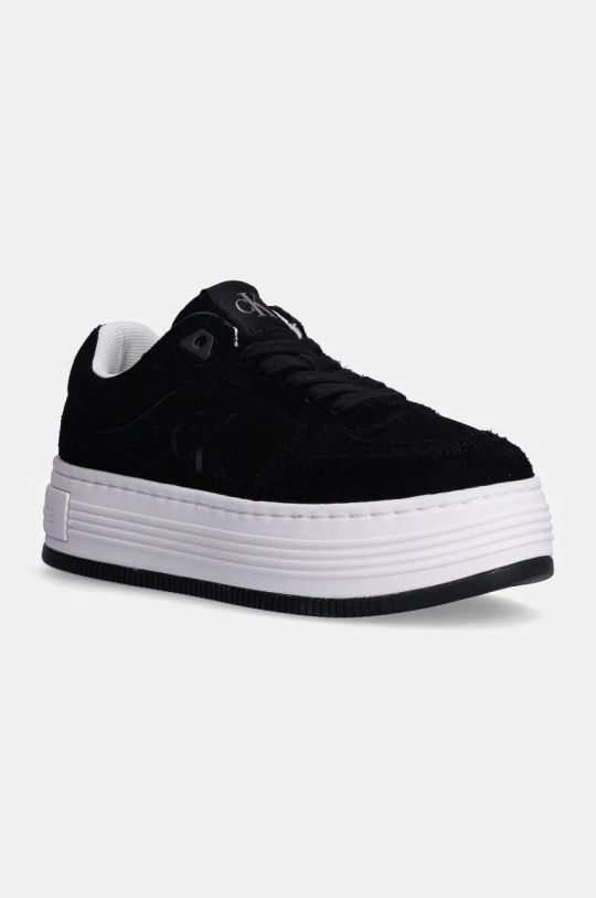 Велурени маратонки Calvin Klein Jeans BOLD PLATF LACEUP LOW MG SUEDE платформа черен YW0YW01575