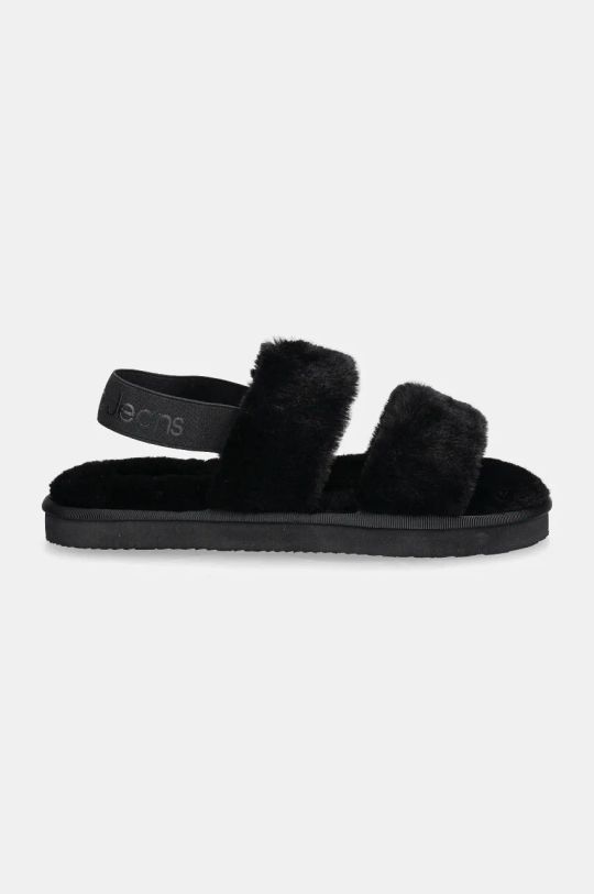 Kućne papuče Calvin Klein Jeans HOME VELCRO IN FUR YW0YW01595 crna AW24