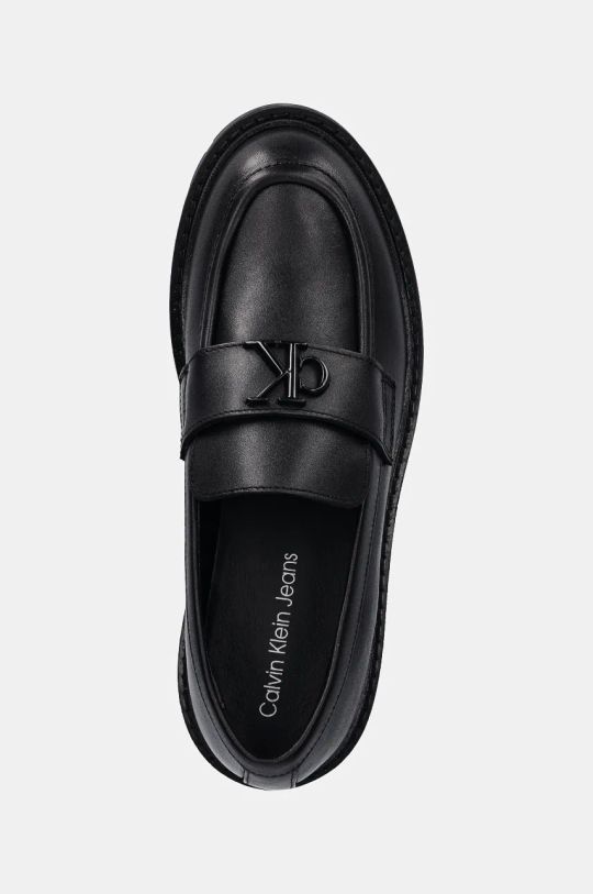 Kožené mokasíny Calvin Klein Jeans FLATFORM LOAFER HW MG LTH čierna YW0YW01682