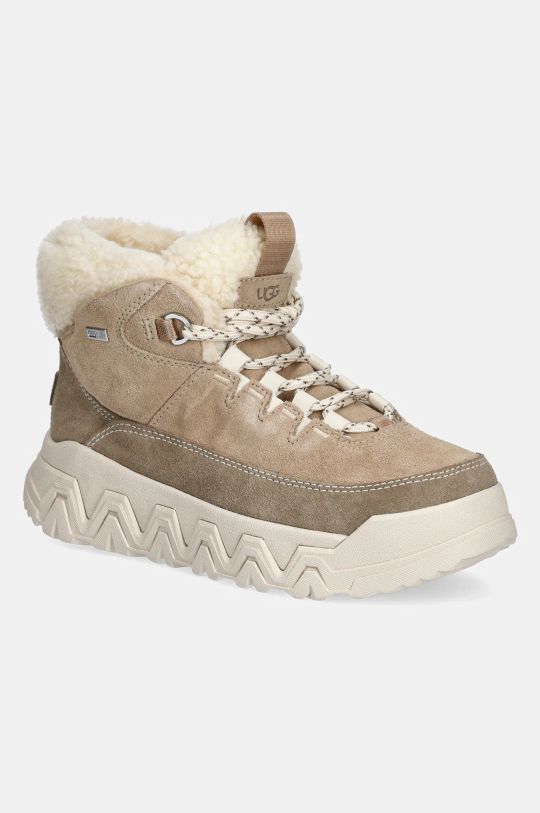 UGG cizme din piele intoarsa Terretrail Cozy Lace pana la 5 cm bej 1158210.SAN