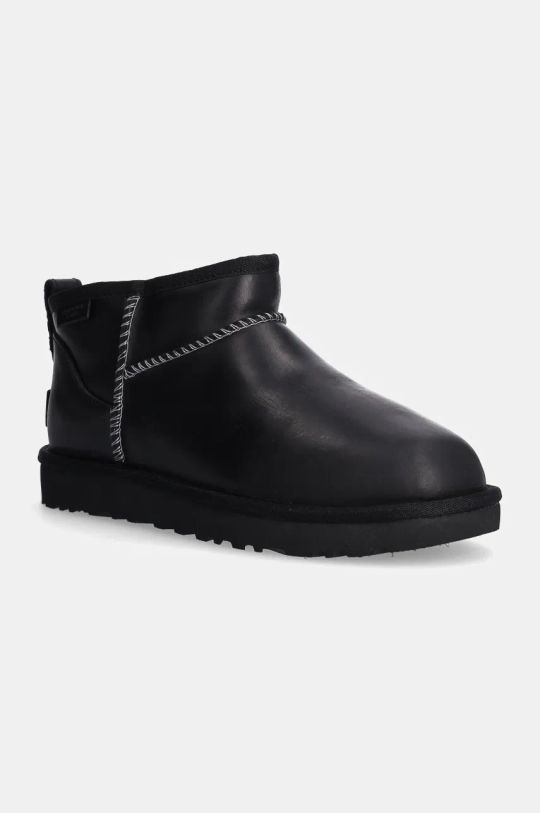 Шкіряні чоботи UGG Classic Ultra Mini Lthr Regen пласка чорний 1163490.BLK