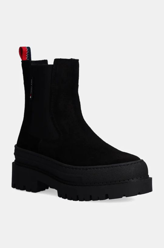 Велурени боти челси Tommy Jeans TJW FOXING CHELSEA SUEDE платформа черен EN0EN02631