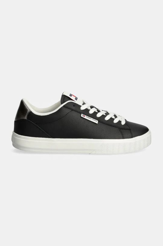 Кожени маратонки Tommy Jeans TJW CUPSOLE SNEAKER METALLIC EN0EN02686 черен AW24