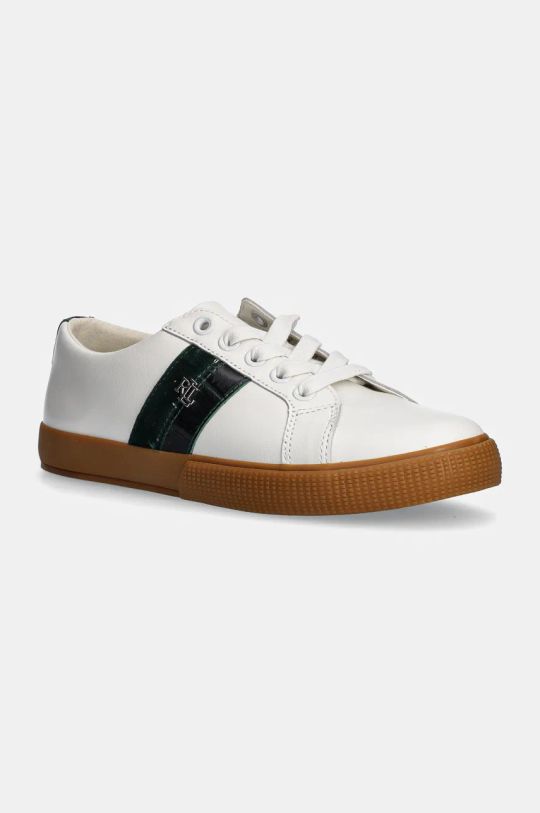 Lauren Ralph Lauren sneakers in pelle Janson II pelle fiore bianco 802951390002.100