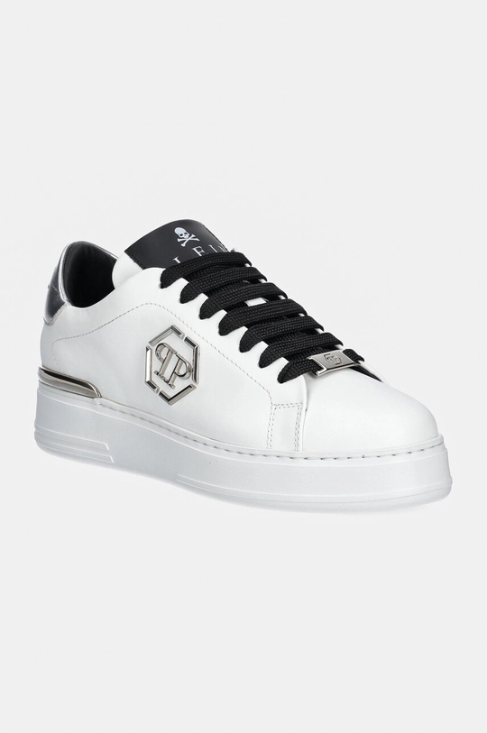 Шкіряні кросівки Philipp Plein Nappa Lo-Top Hexagon платформа білий USC0676.PLE075N.02