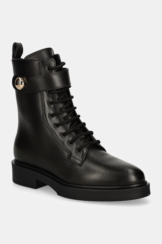 Δερμάτινες μπότες Furla Sfera Army Boot φλατ μαύρο YI46SFE.WU0000.O6000